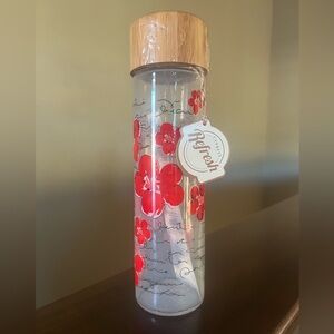NEW- Cypress Refresh Floral Glass water bottle